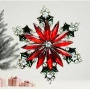 Poinsettia Brooch Pin New Christmas Flower December Birthstone Festive L…